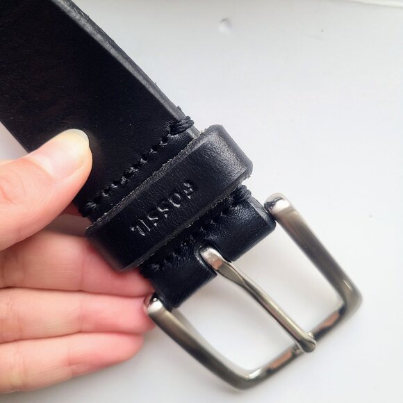 Fossil Black Genuine Leather Belt Men's 32 - Picture 4 of 6